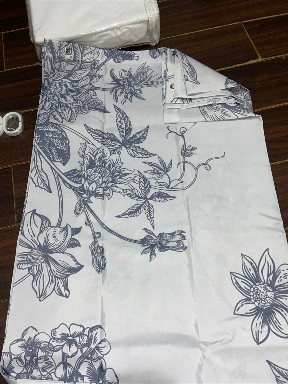Floral Grey and White Shower Curtain Panel - Home Bedding